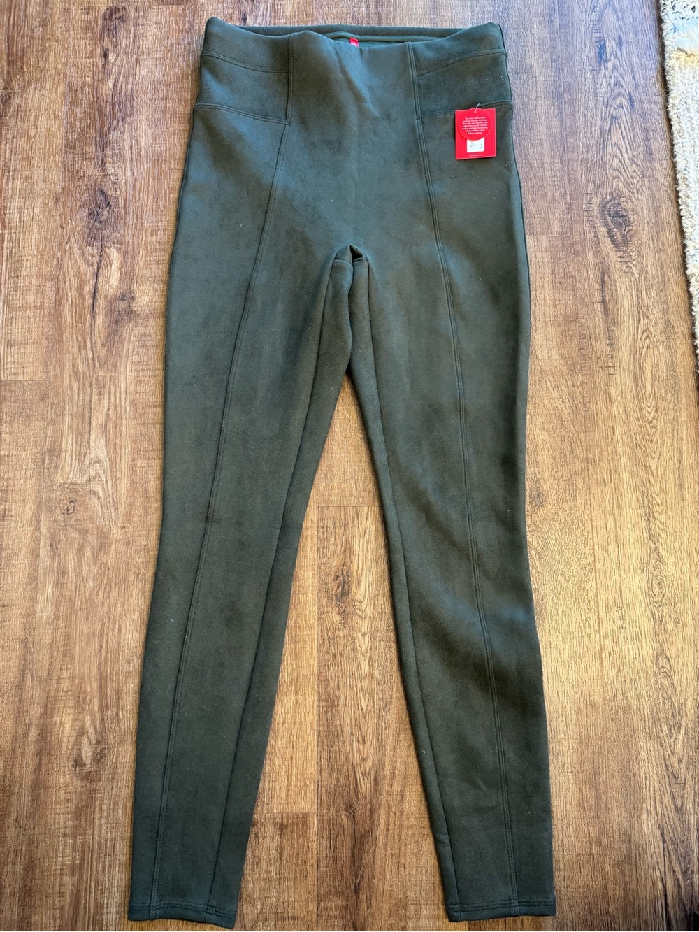SPANX Olive Green Faux Suede Leggings